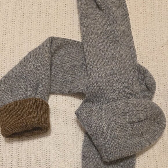 Lulu Jasper Accessories - Gray & Tan Reversible Alpaca Boot Socks – Thick, Soft & Ultra-Warm NEW